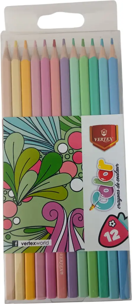 Crayon couleurs pastel [12 crayons] 18 cm VERTEX 